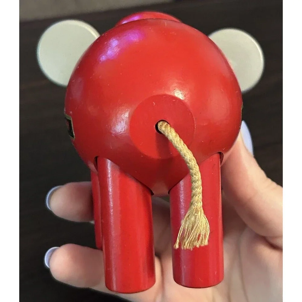 Vintage BRIO Jumbo Elephant Pull Toy Red Wooden Made in Sweden Rare 4.5”